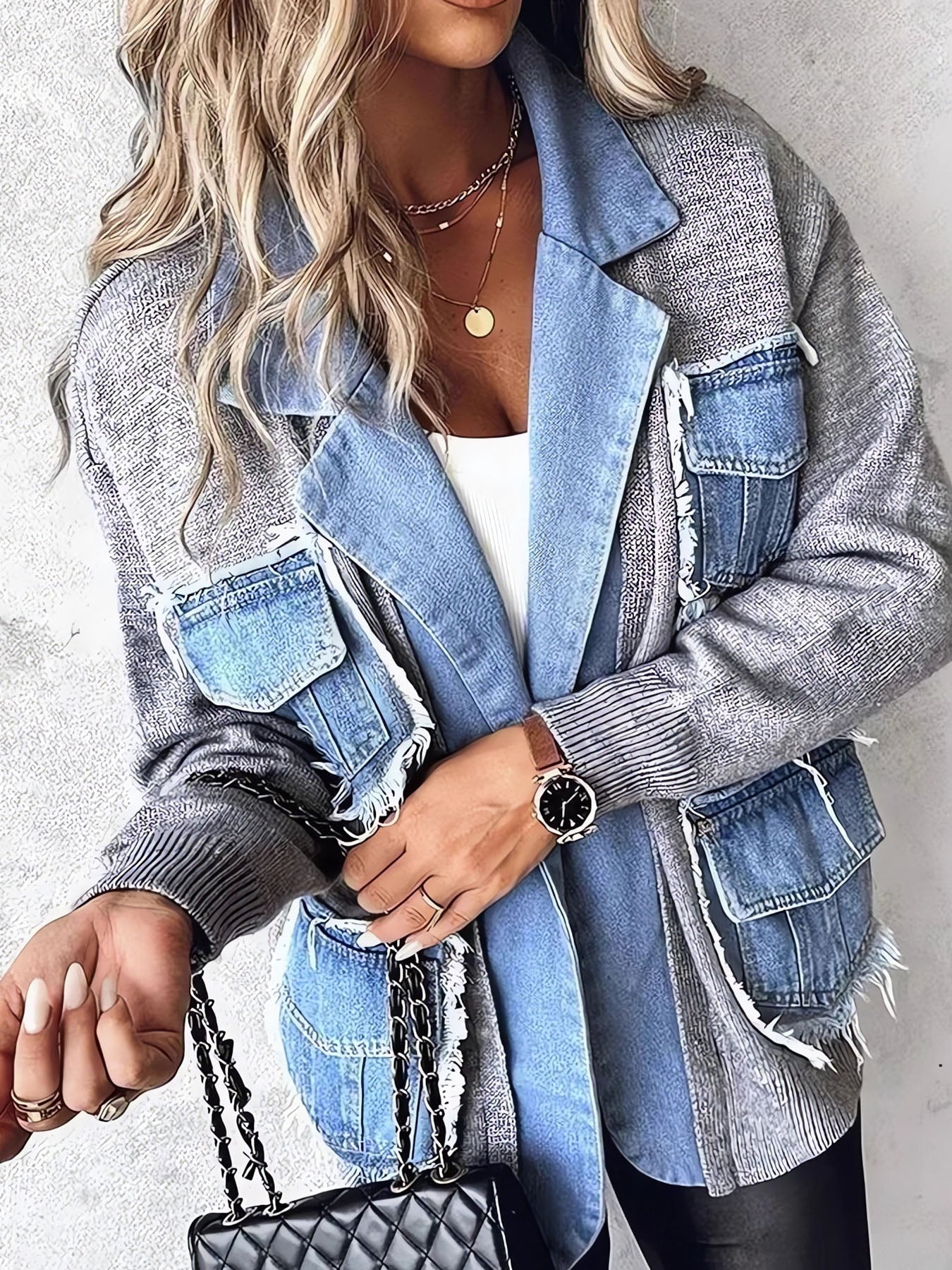 Vorioal Denim Cardigan Coat