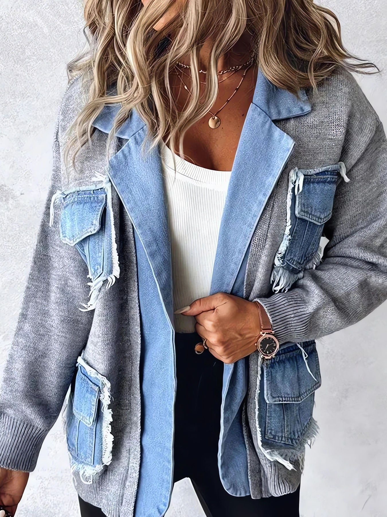 Vorioal Denim Cardigan Coat