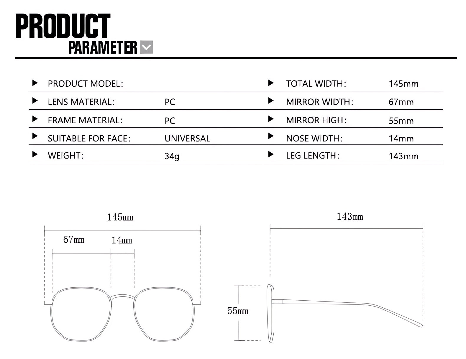 Large Frame Fashion Sunglasses