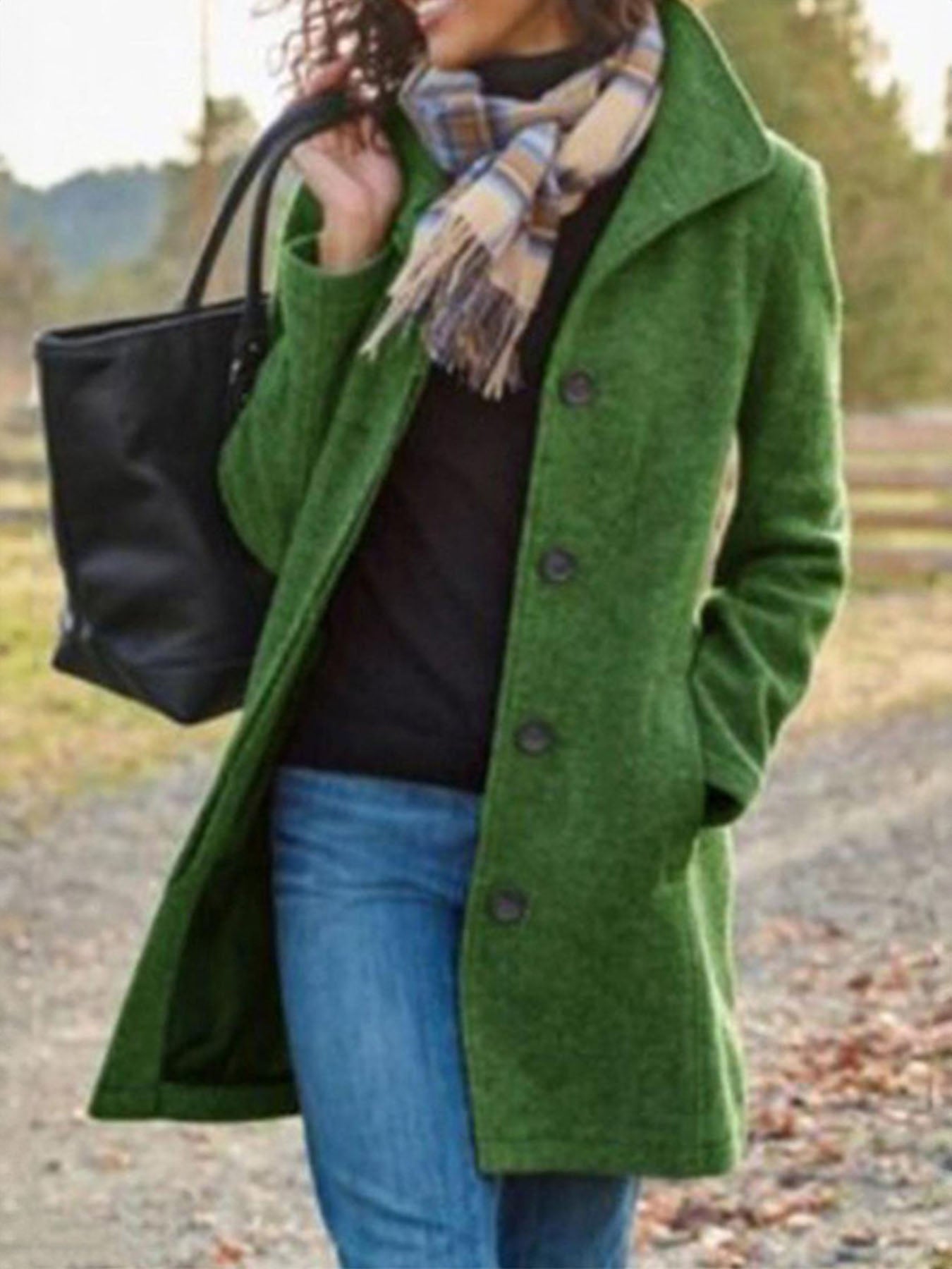 Vorioal Retro Woolen Green Coat