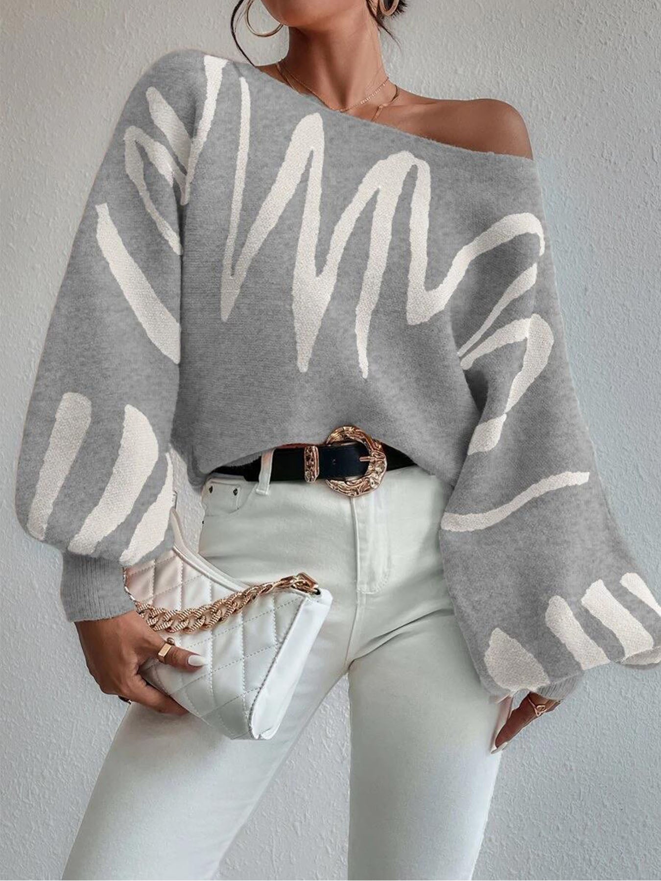 Vorioal Knitted Gray Sweater