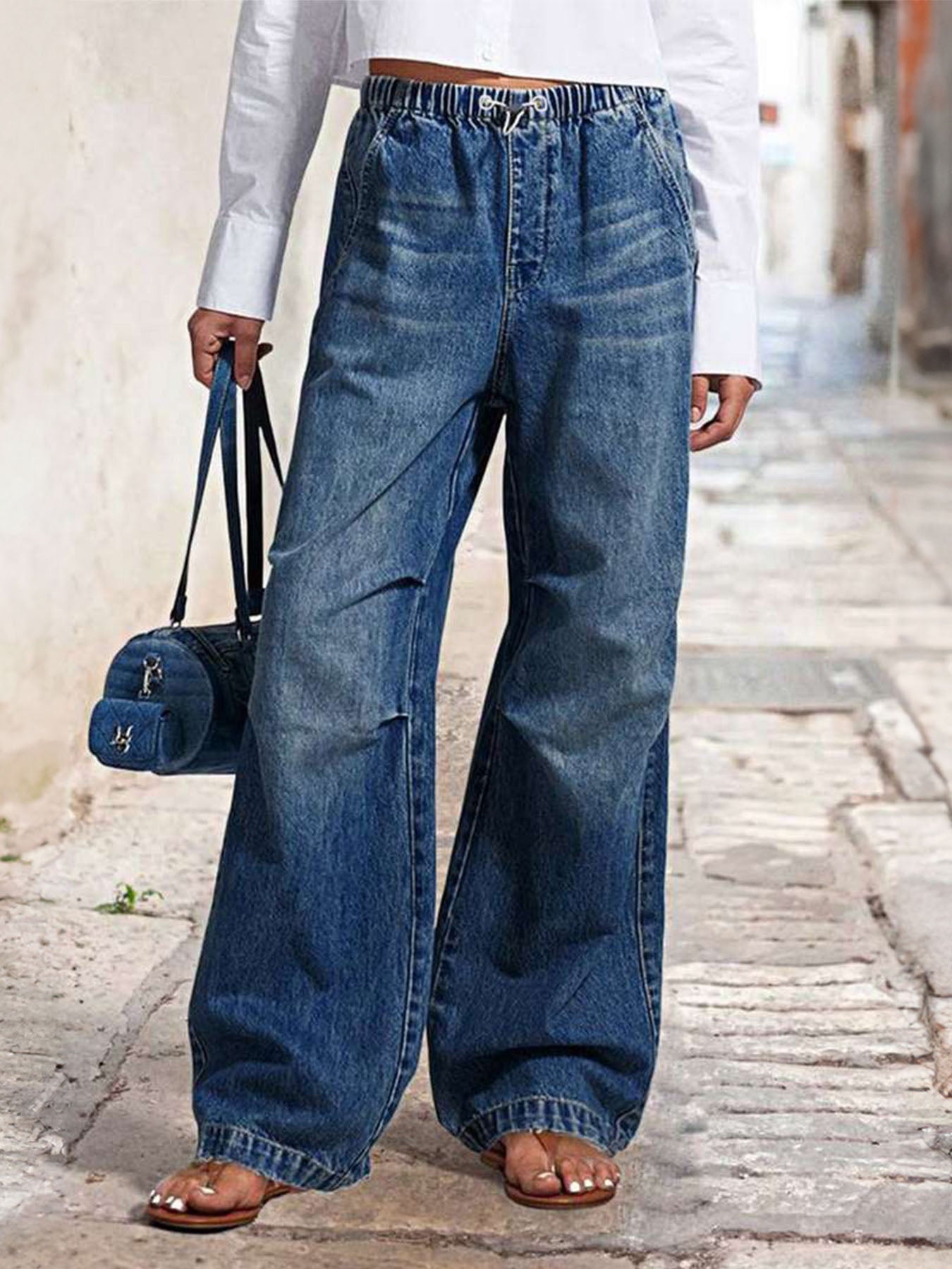 Vorioal Loose Pleated Jeans