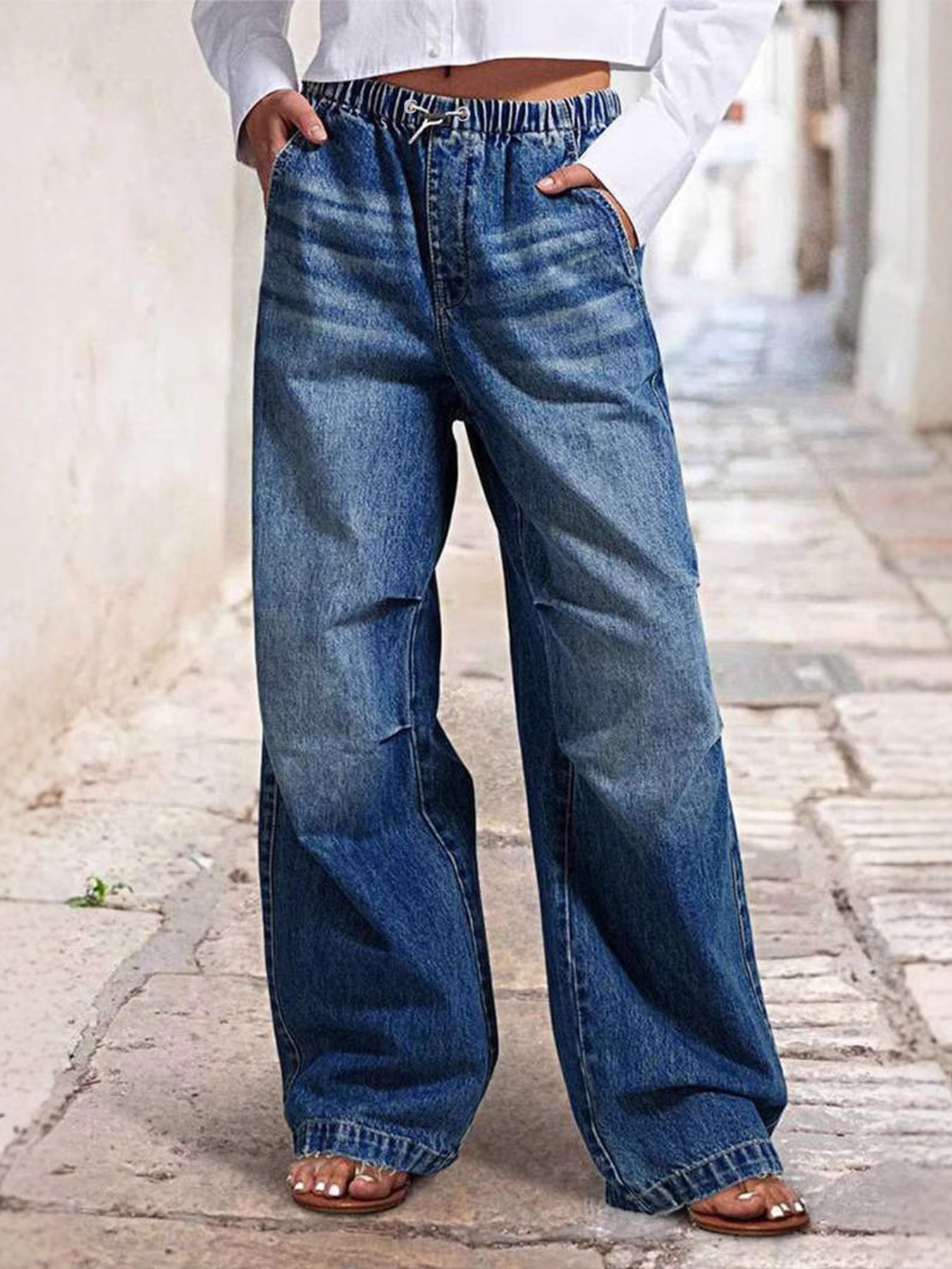 Vorioal Loose Pleated Jeans