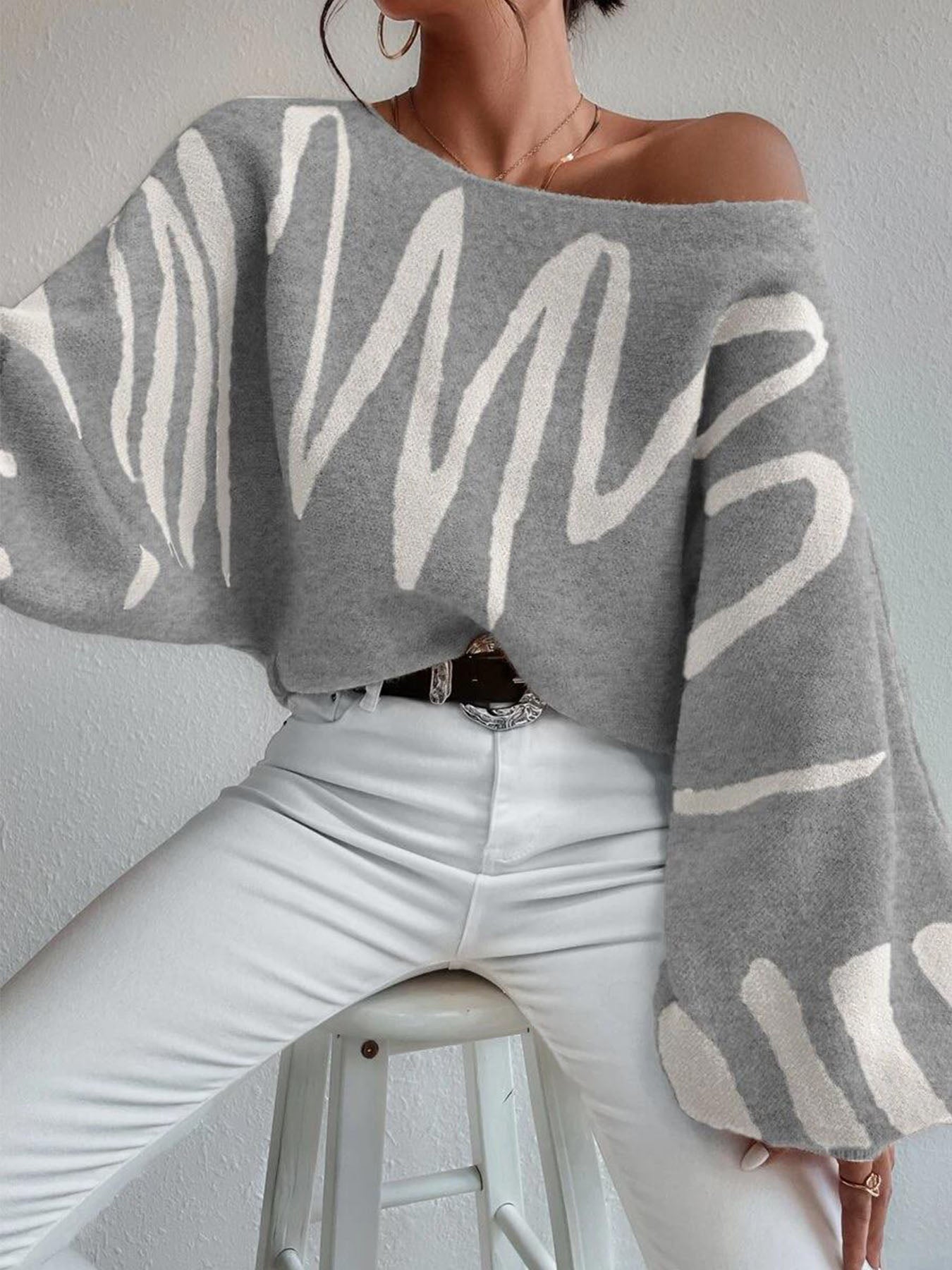 Vorioal Knitted Gray Sweater