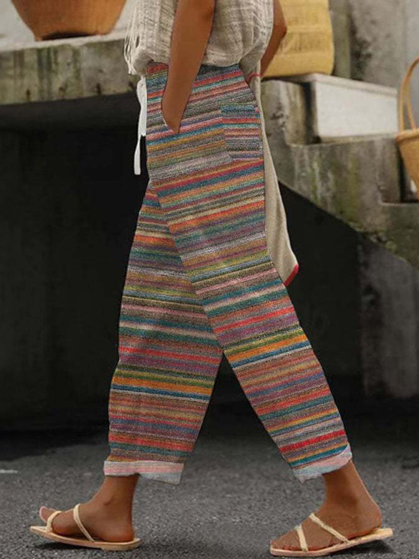 Vorioal Colorful Striped Pants