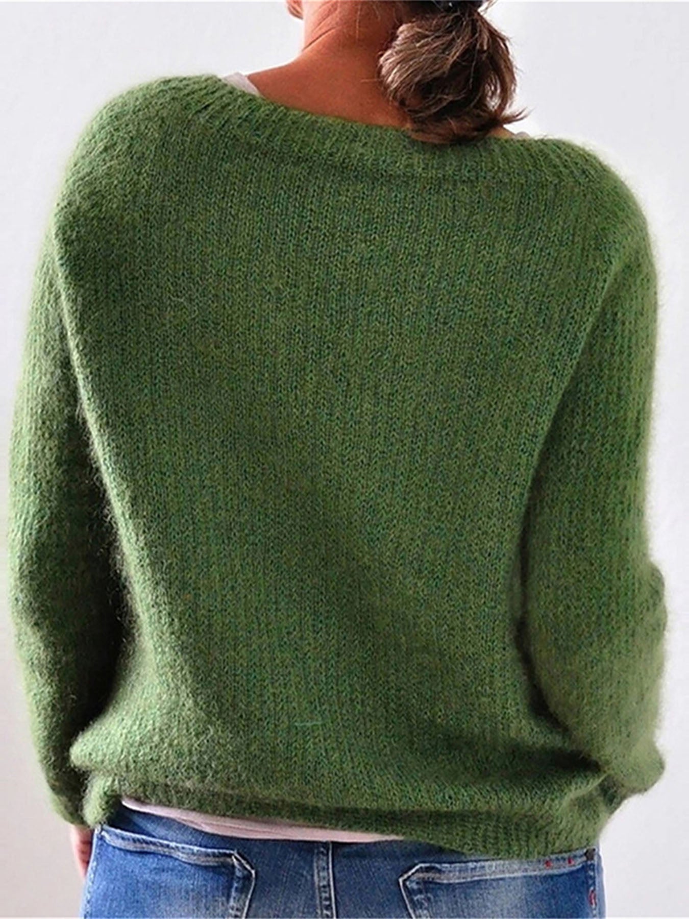 Vorioal Warm Knit Solid Color Pullover