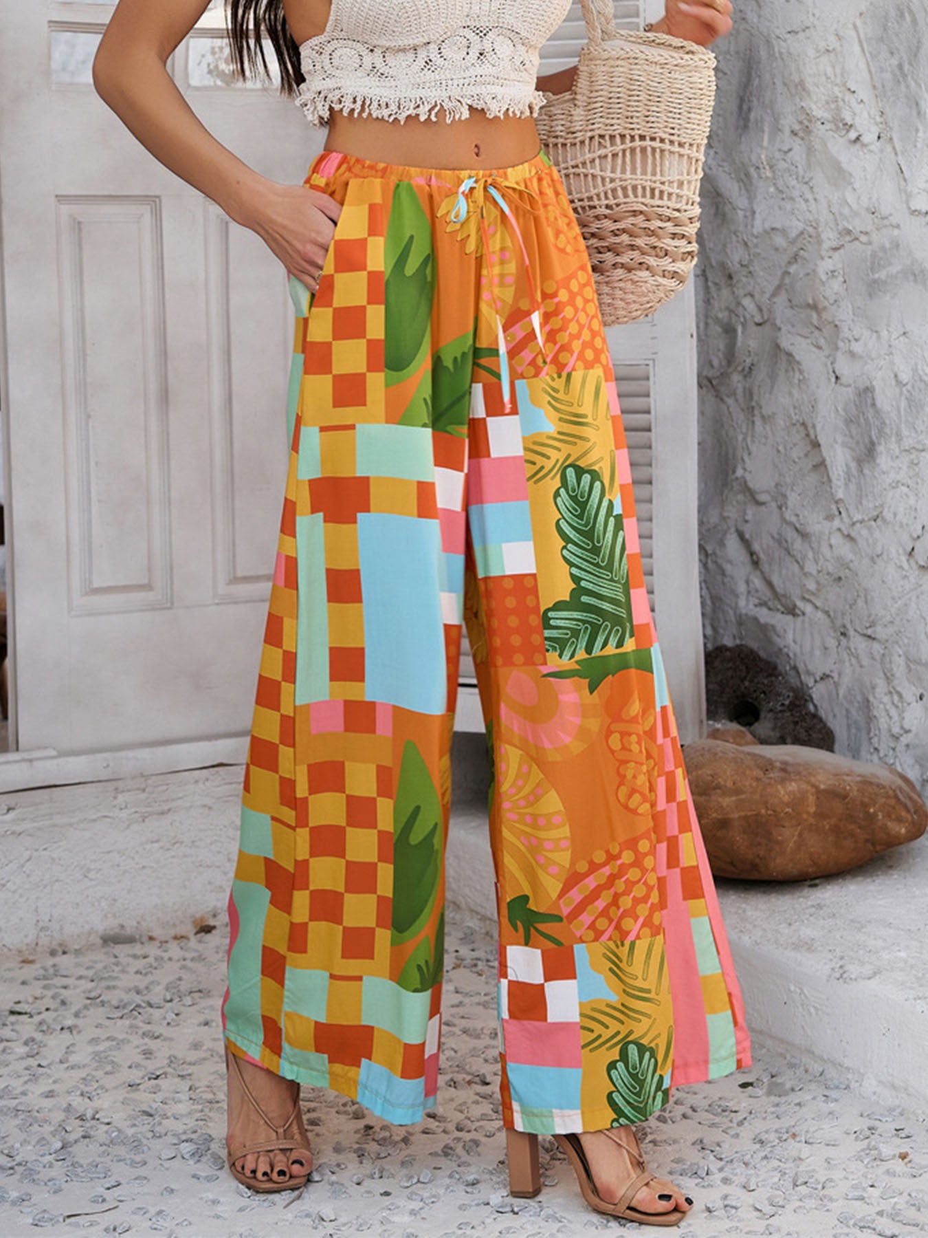 Boho Cute Fruit Palazzo Pants