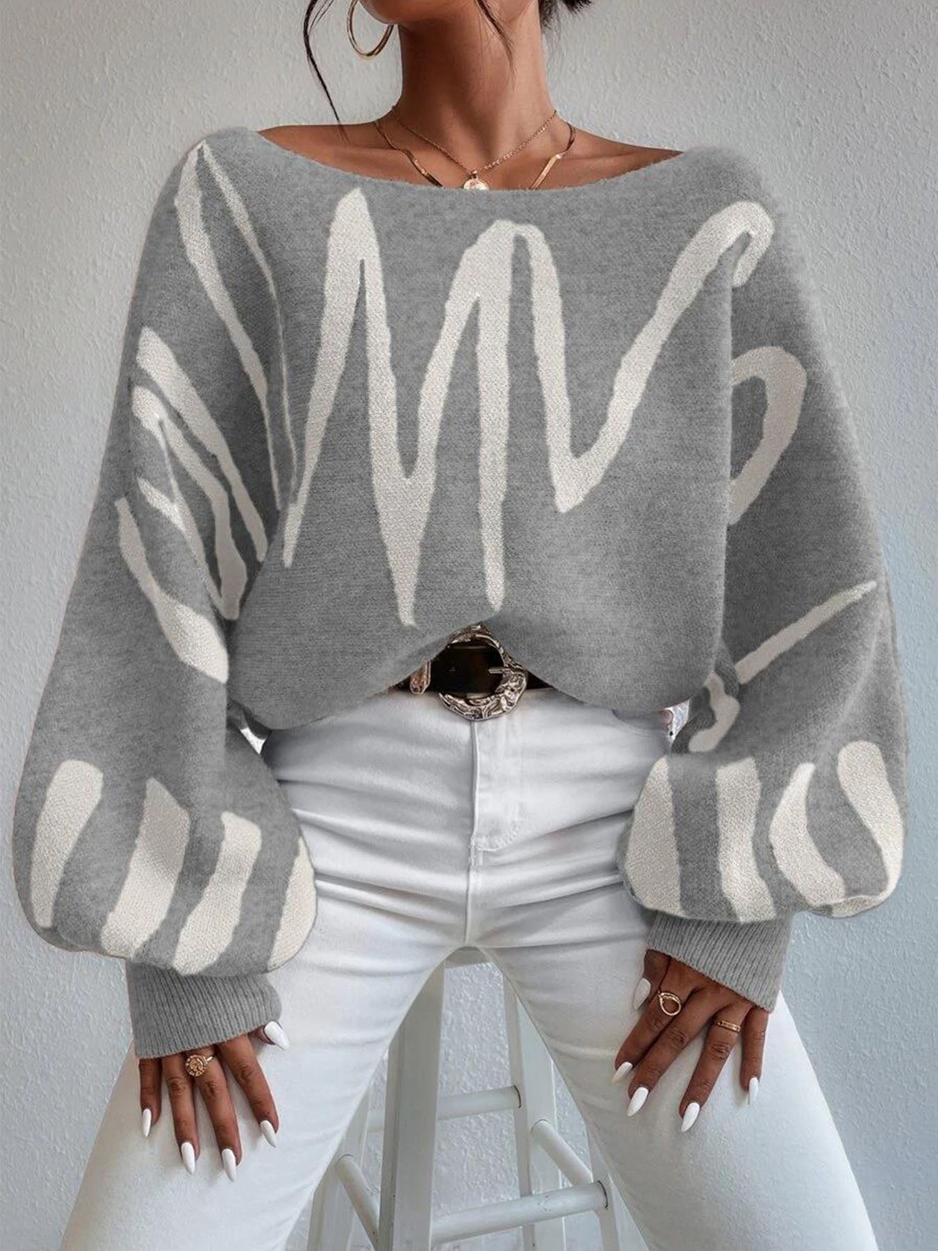 Vorioal Knitted Gray Sweater