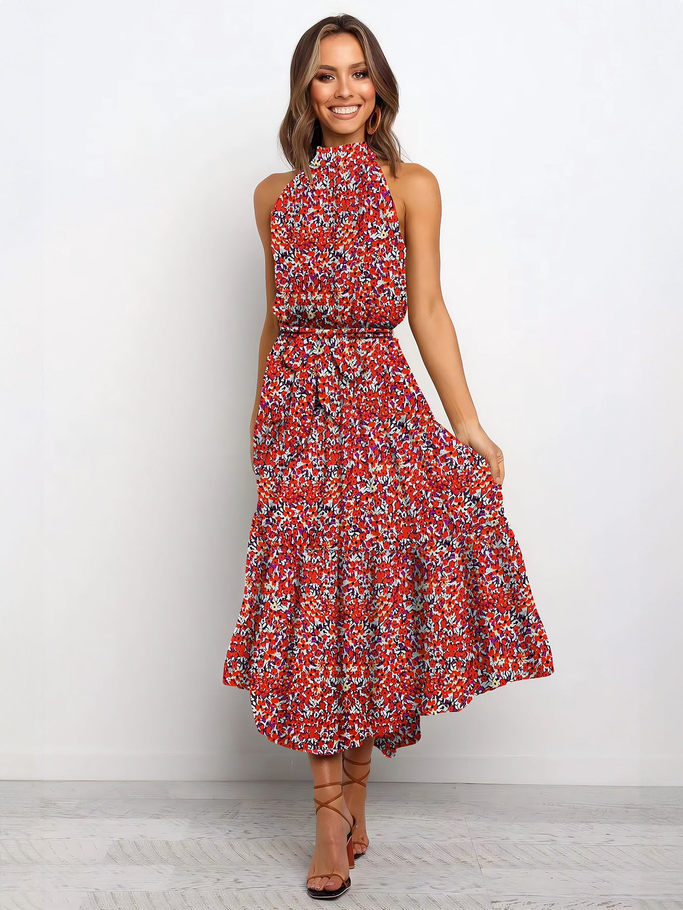 Vorioal Polka Floral Dress