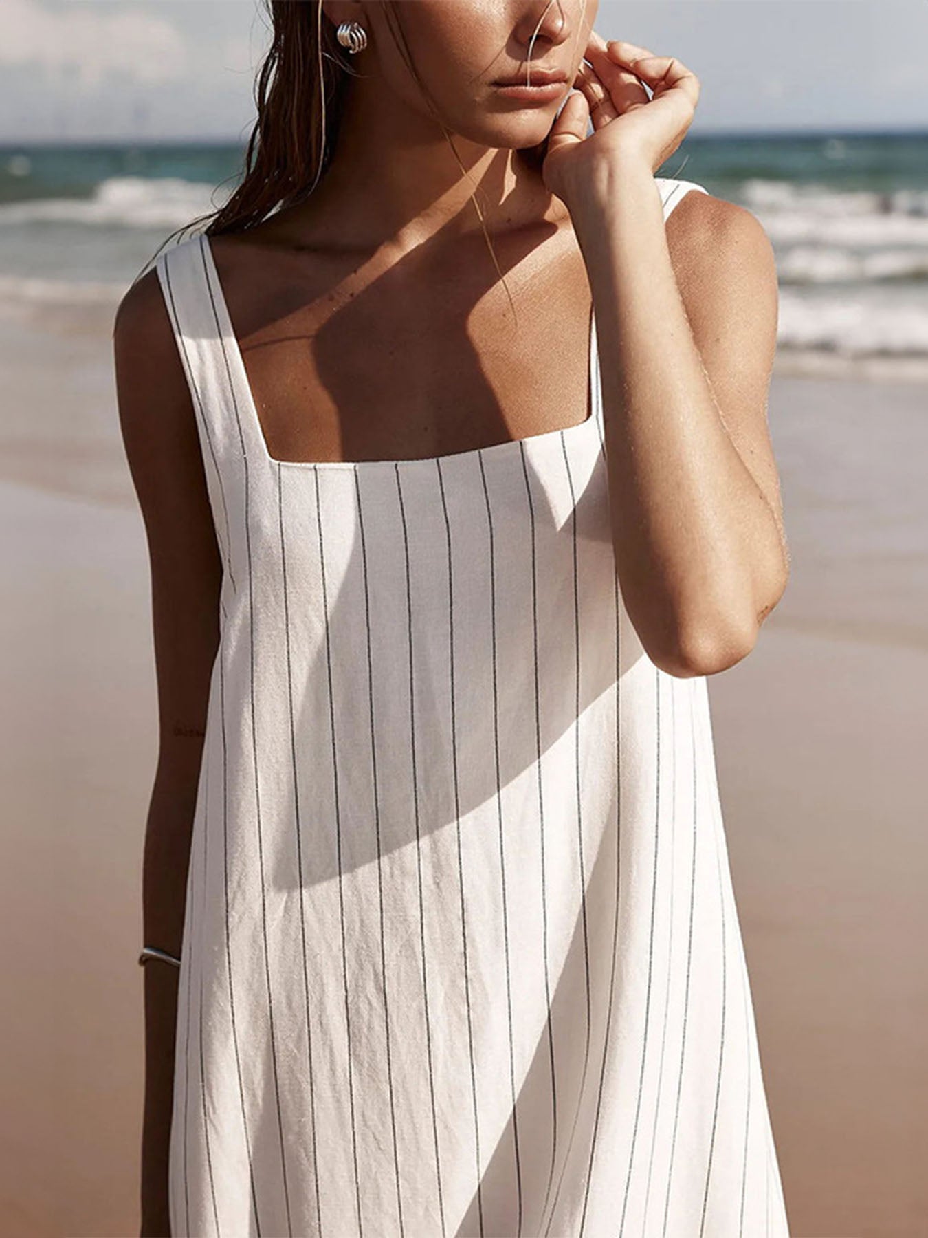 Coastal Aesthetic Striped Resort Dress