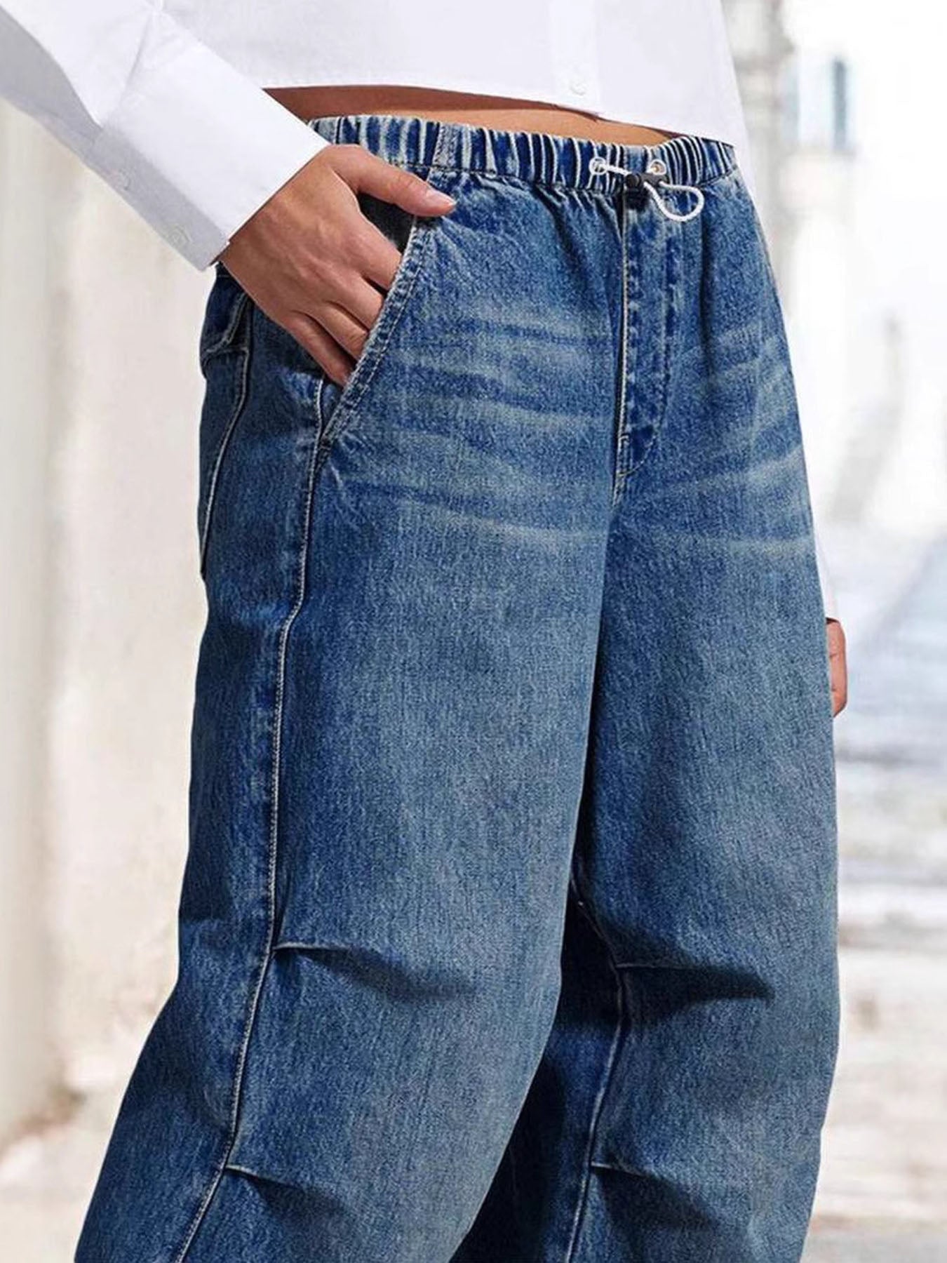 Vorioal Loose Pleated Jeans