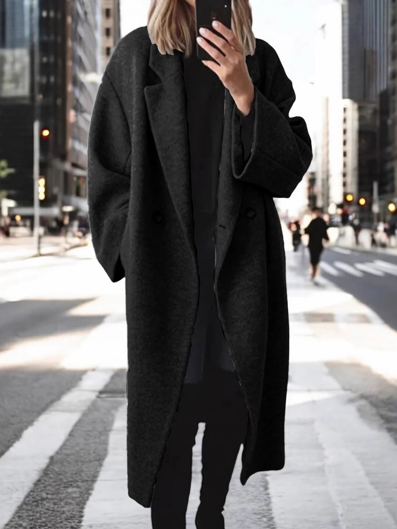 Vorioal Black Woolen Long Coat