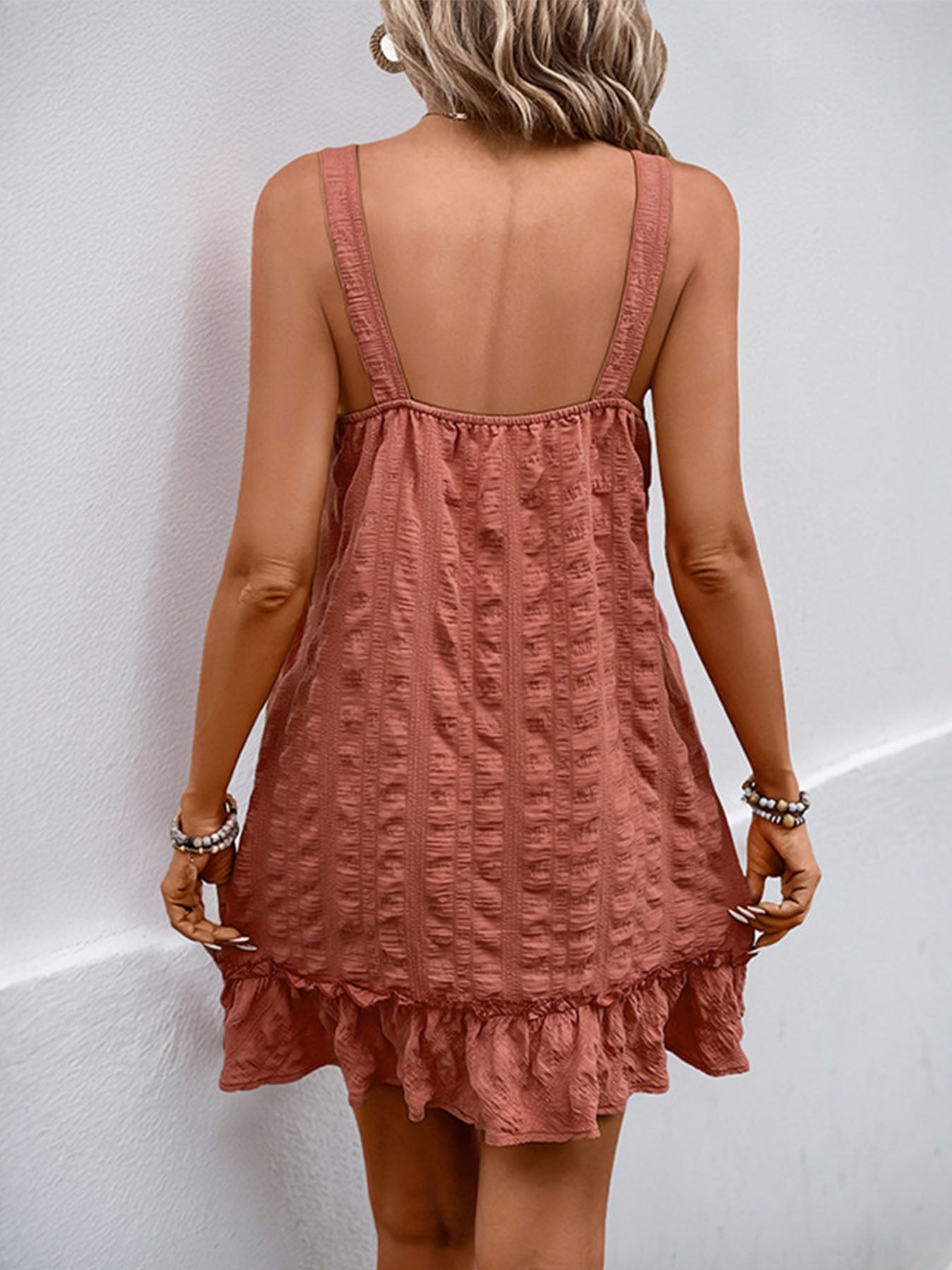 Sling Textured Pleated Dress