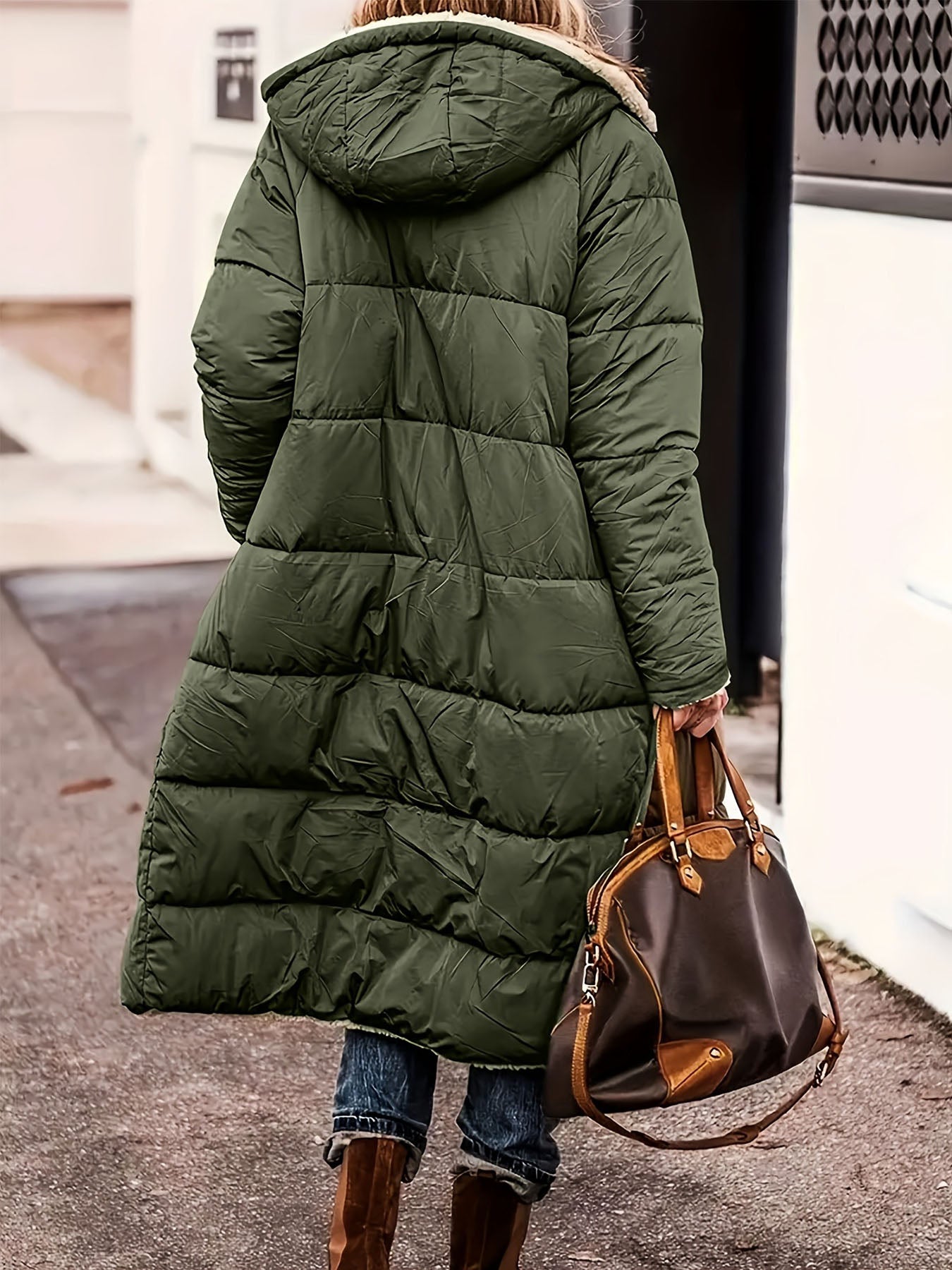 Vorioal Thickened Green Reversible Long Coat