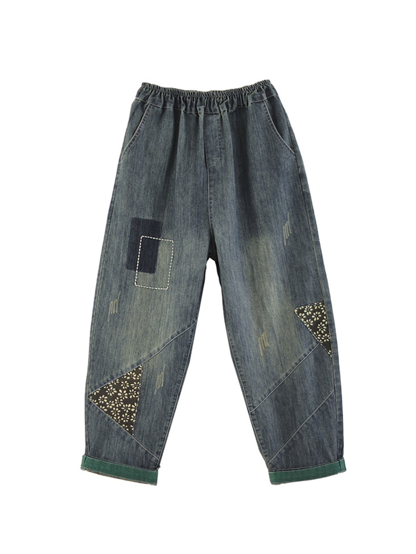 Pantalon sarouel brodé en jean ample