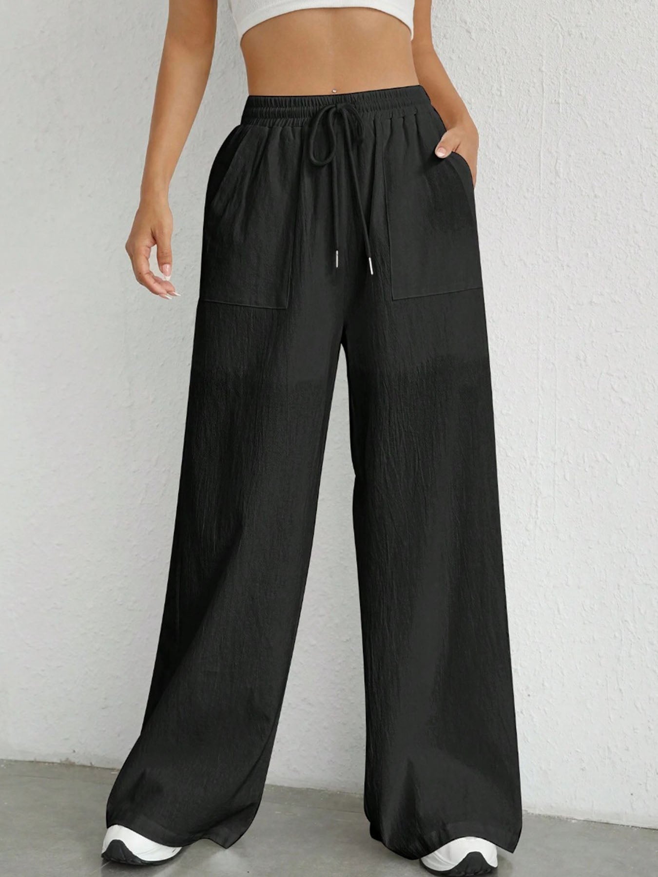 Drawstring Pocket Casual Pants