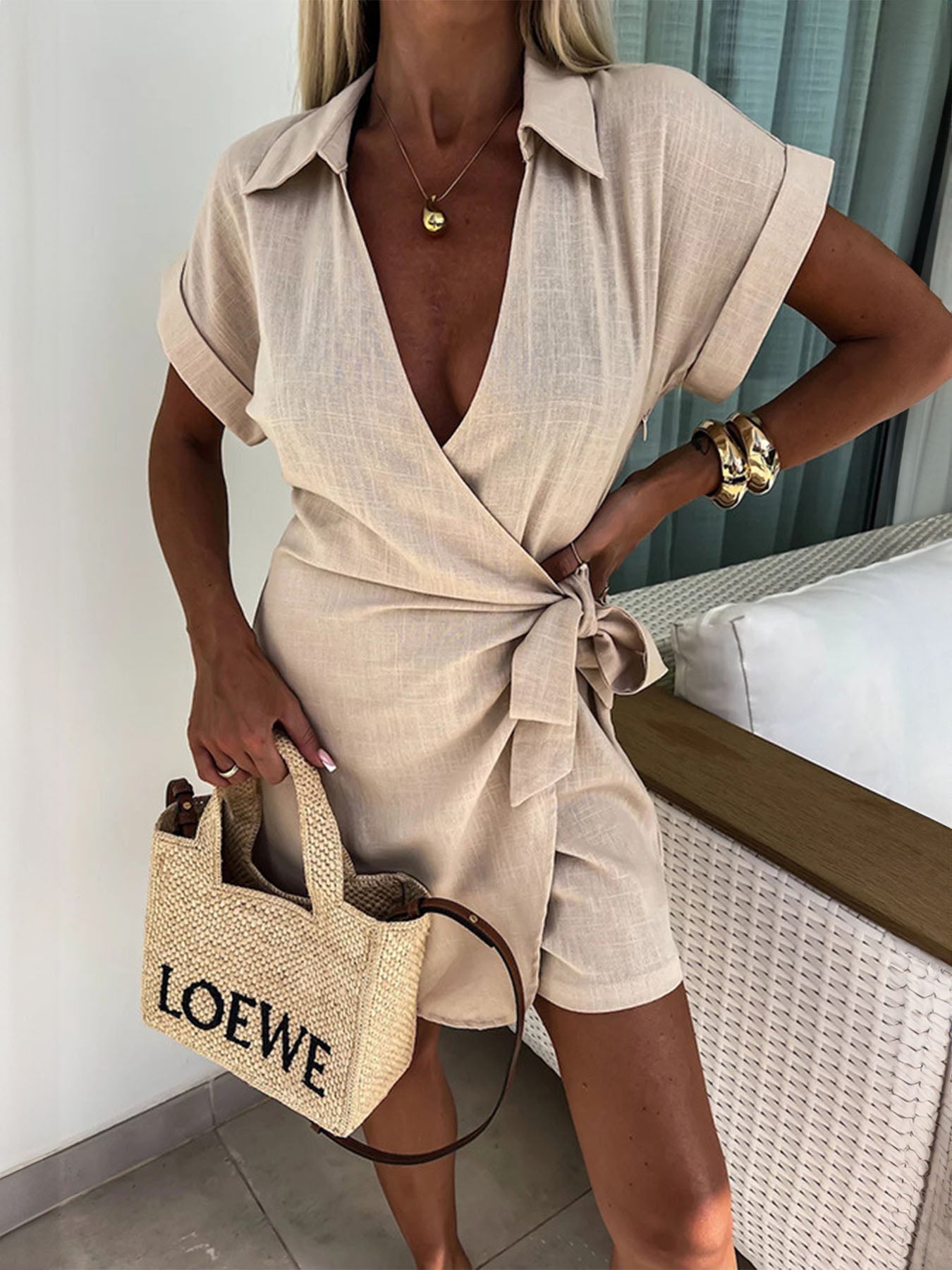 Vorioal Belt Lapel Romper