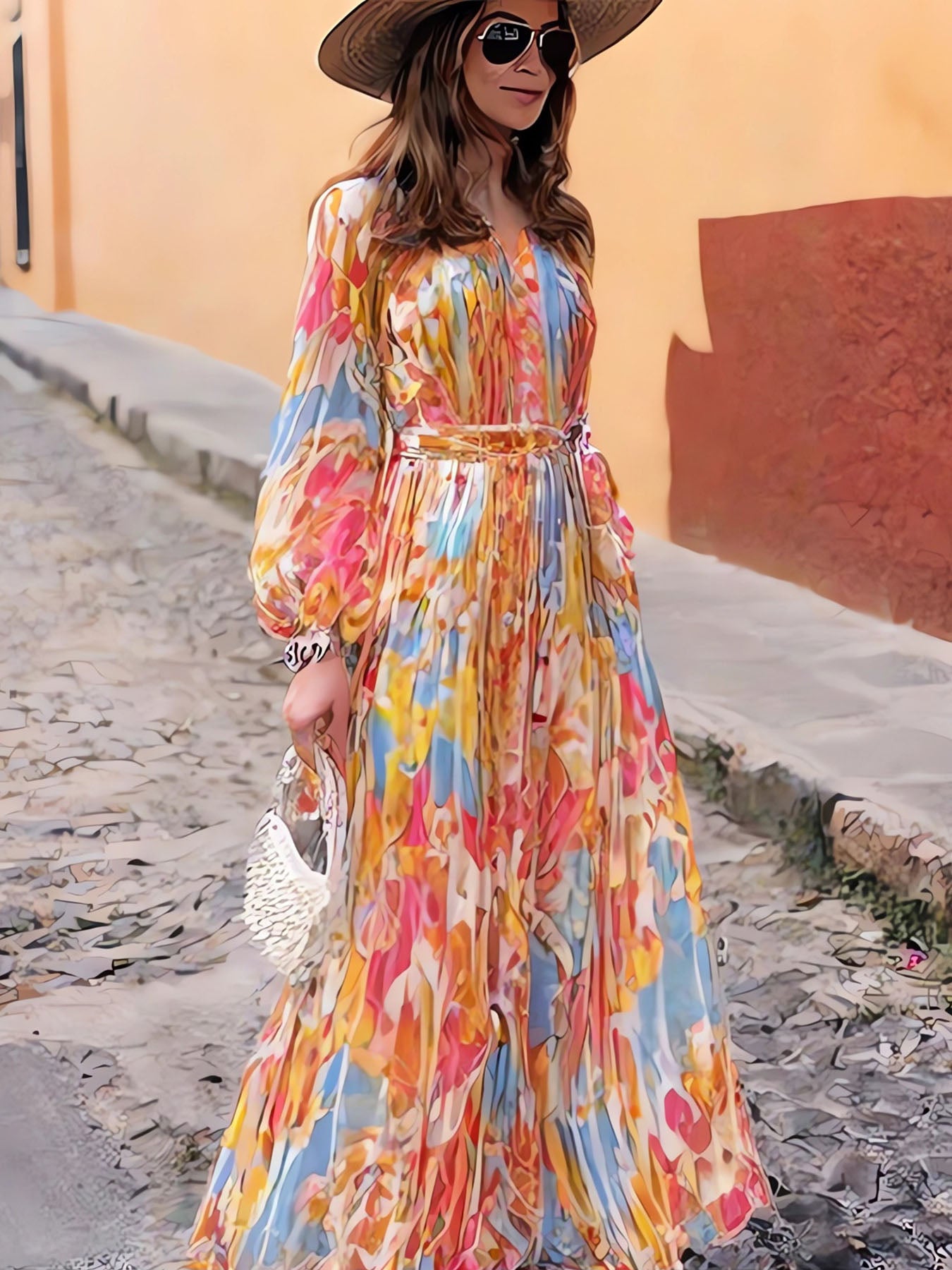 Entry Lux Elegant Pleated Maxi Dress