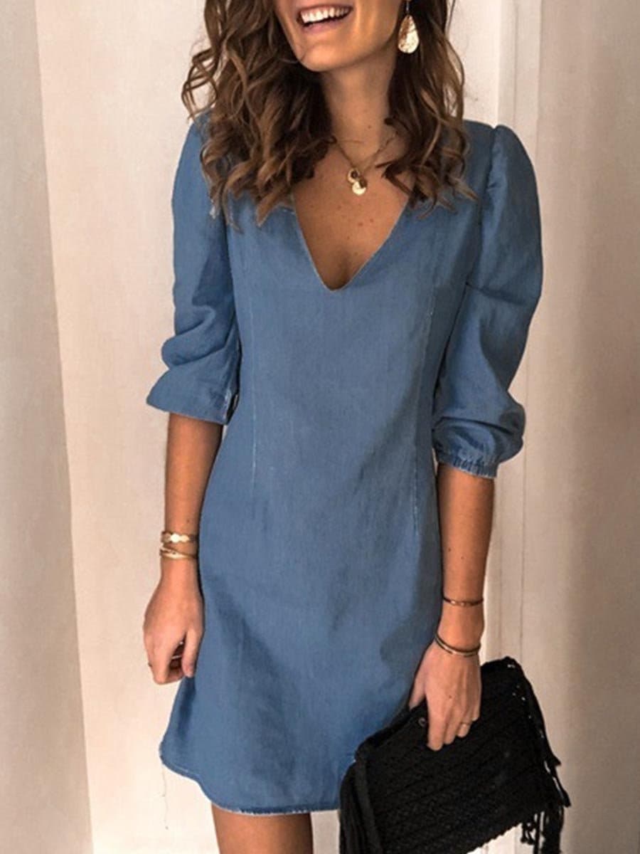 Casual Denim Denim Dress With Turn Down Collar And Ruffles For Women  Spring/Autumn Fashion From Nicolettend, $34.7 | DHgate.Com